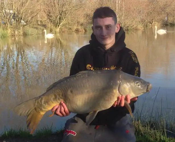 First carp of 2014 weighting 22lb 10oz during a 48hr carp match caught on a maggot clip rig - Lewis Jay Stewart - won competition