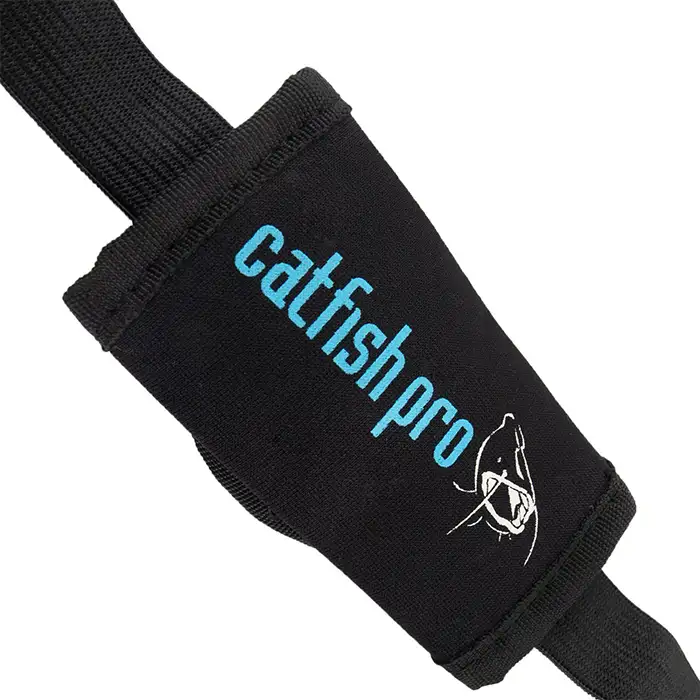 Catfish Pro Fishing Rod Protectors Pair With Lead Strap Close Up 2