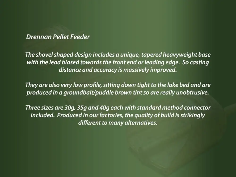 Drennan Fishing Pellet Feeder Information