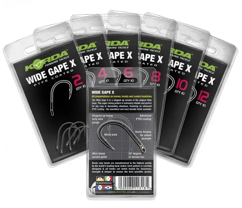 Korda Wide Gape X Fishing Hook Sizes