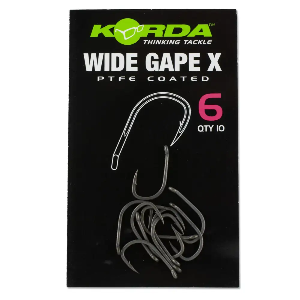 Korda Wide Gape X Fishing Hook Size 6 Barbed