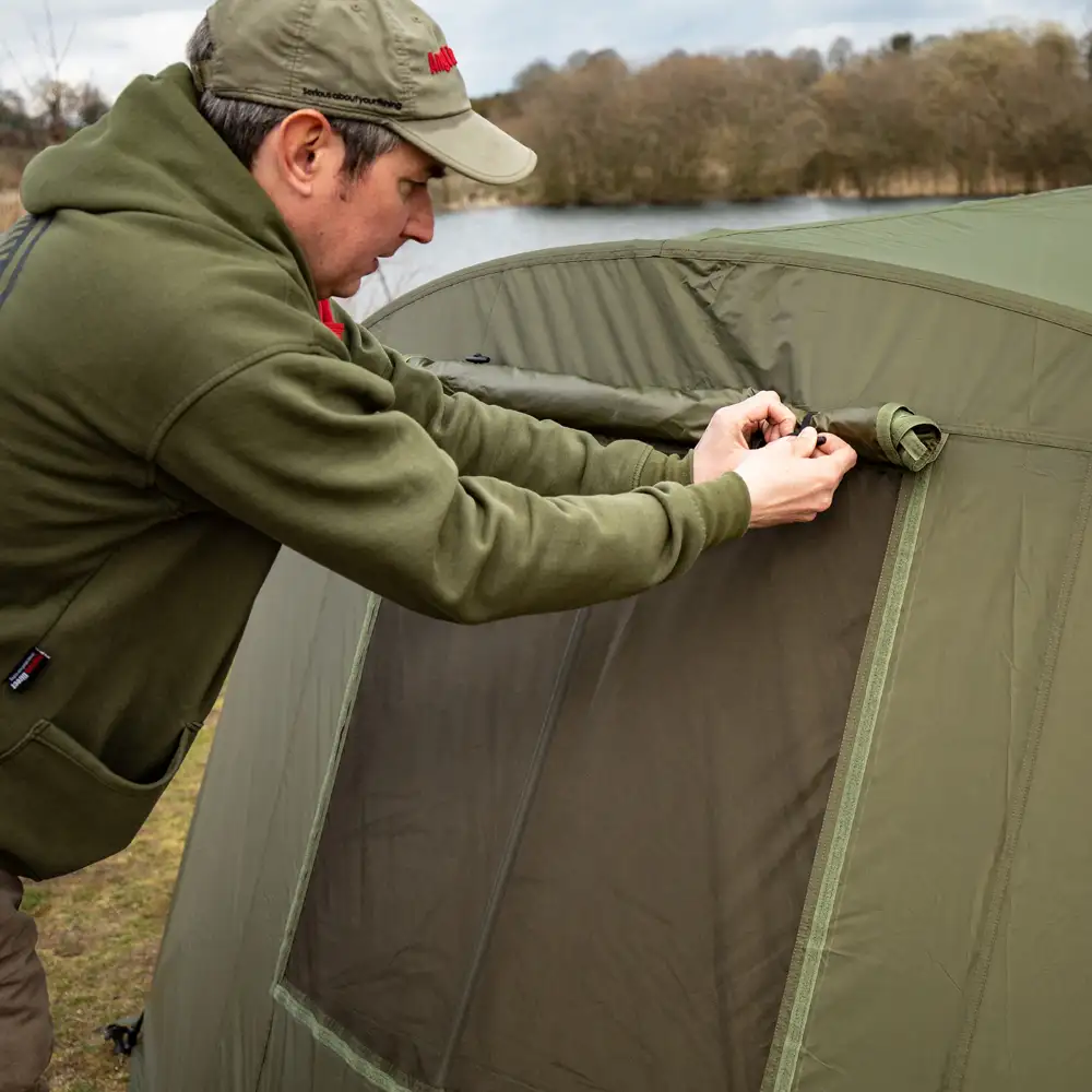 Advanta Endurance Duo-Skin Fishing Bivvy In Use Back Mozzy Mesh