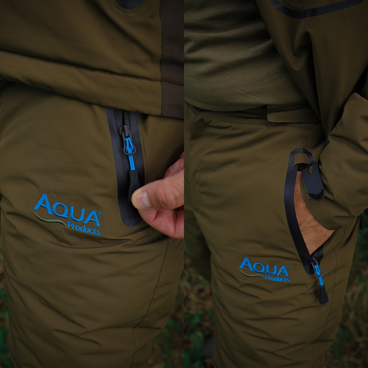 Aqua F12 Thermal Fishing Trousers Close Up Zip Pocket