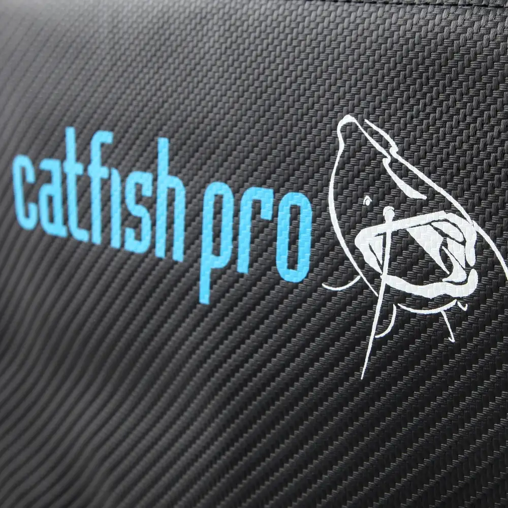 Catfish Pro Waterproof Fishing Carryall Close Up Branding