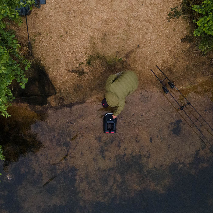 Future Carping Intrepid Fishing Bait Boat Birds Eye View In Use 