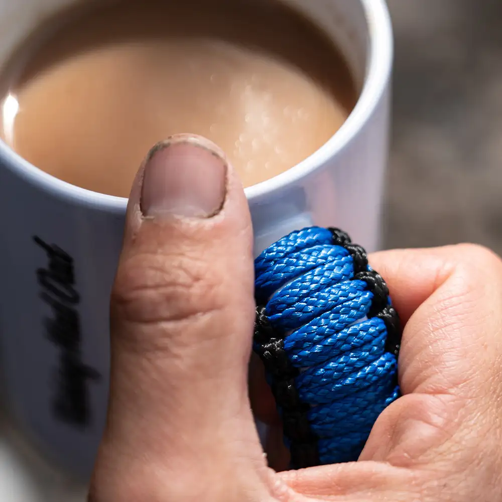 Paracord Blue Handle Mug Fishing Mad Dad In Use 6