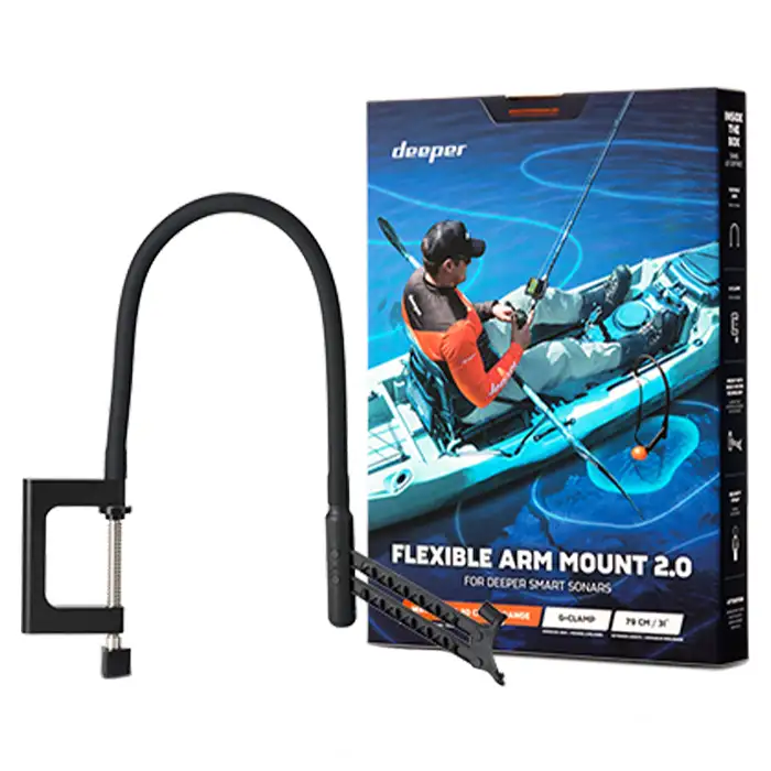 Deeper Sonar Flexible Arm Mount 2.0 for Boat or Kayak Packaging