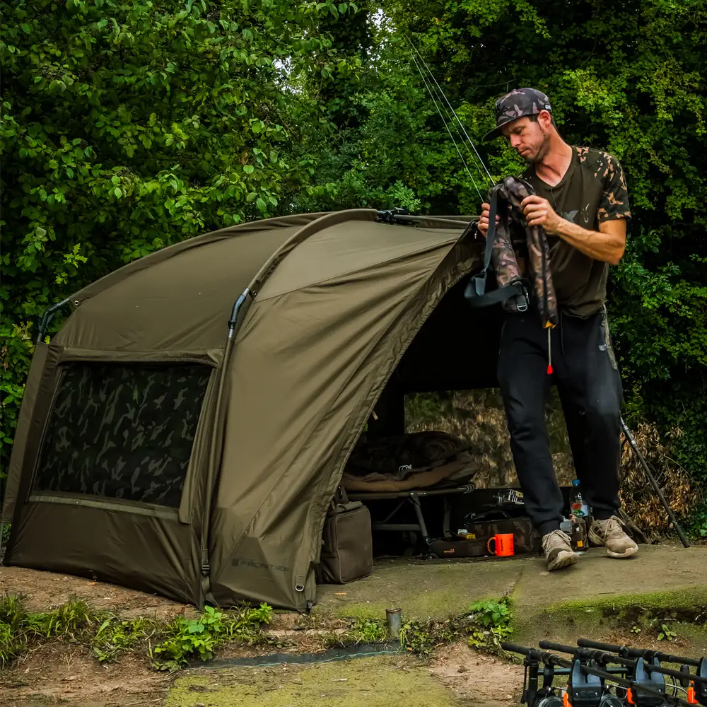 Fox Frontier XD Fishing Bivvy In Use 1