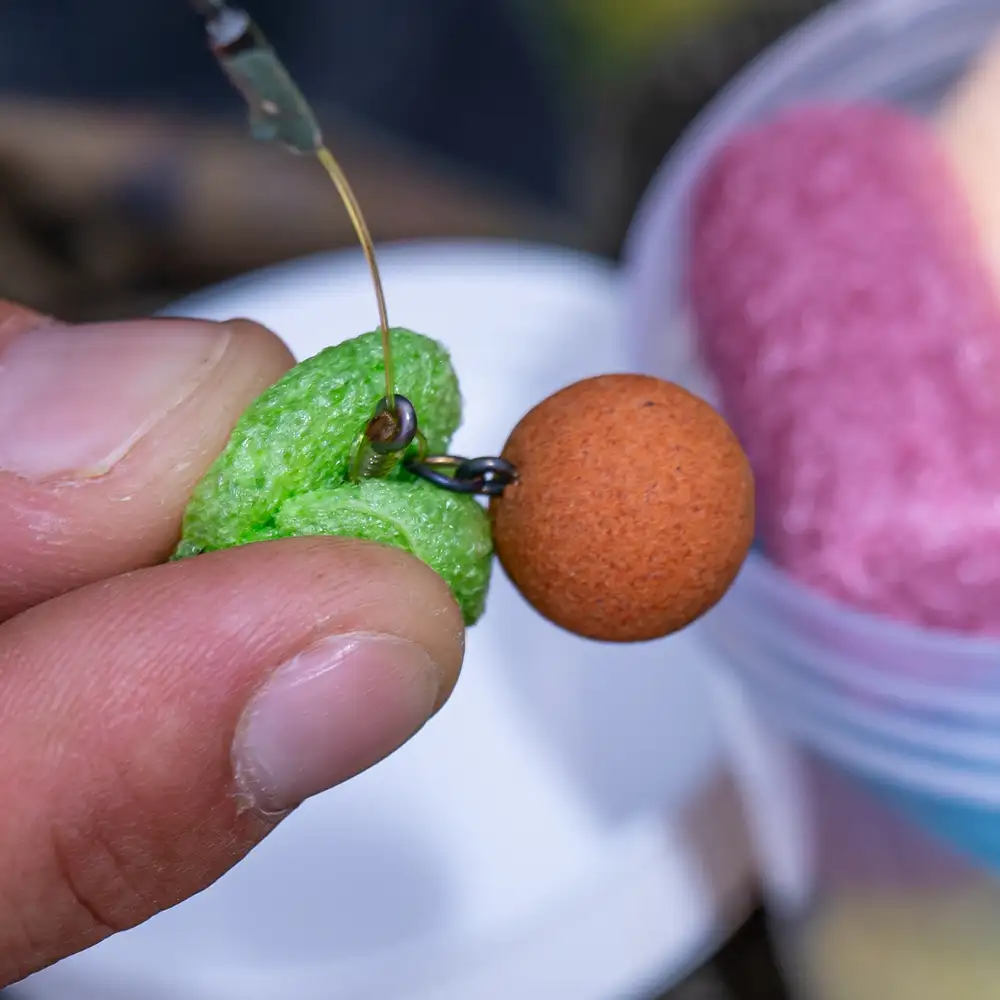 Gardner Fluoro Dissolving Floating Foam Fishing Nuggets In Use 2