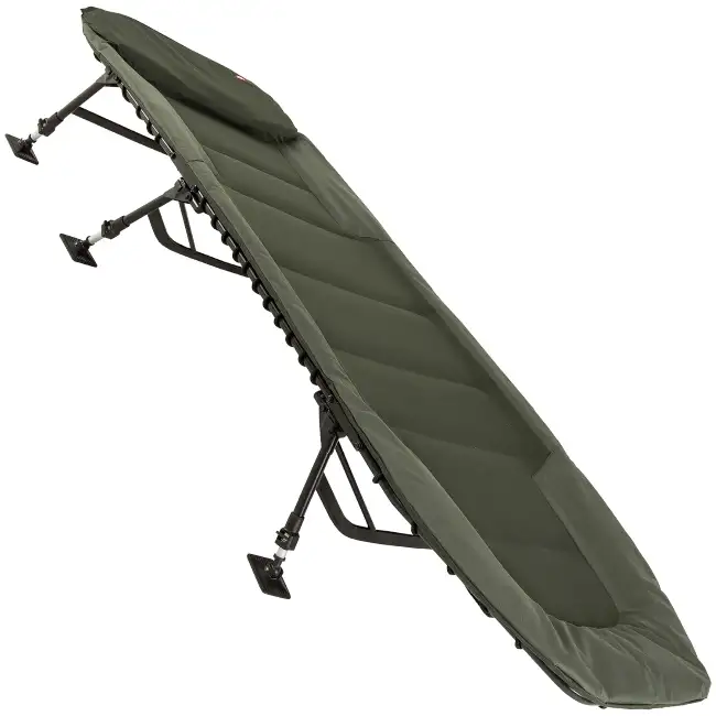 JRC Defender Levelbed Bedchair angled set up shot