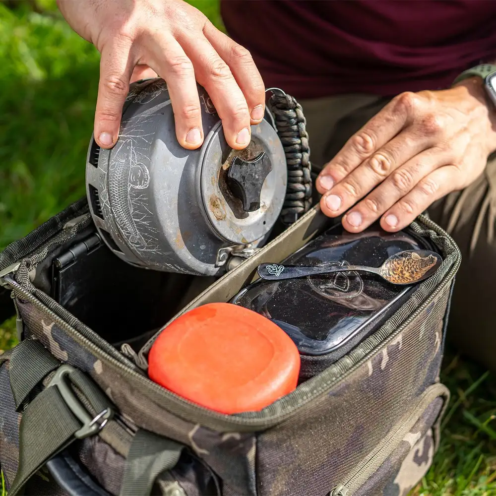 Korda Compac Dark Kamo Cookware Bag In Use 2