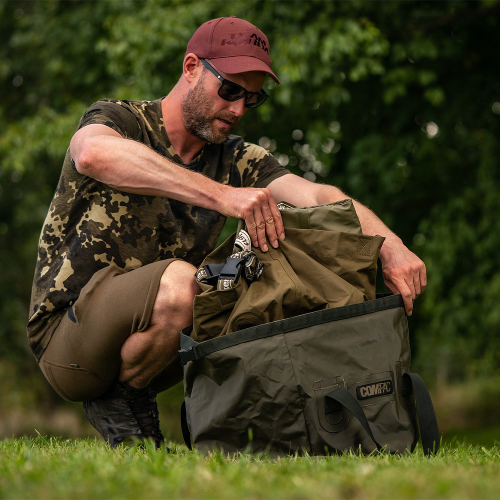 Korda Compac Dry Fishing Bag Small In Use 1