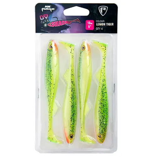 Fox Rage Slick Shad Ultra UV Lures 13cm Lemon Tiger