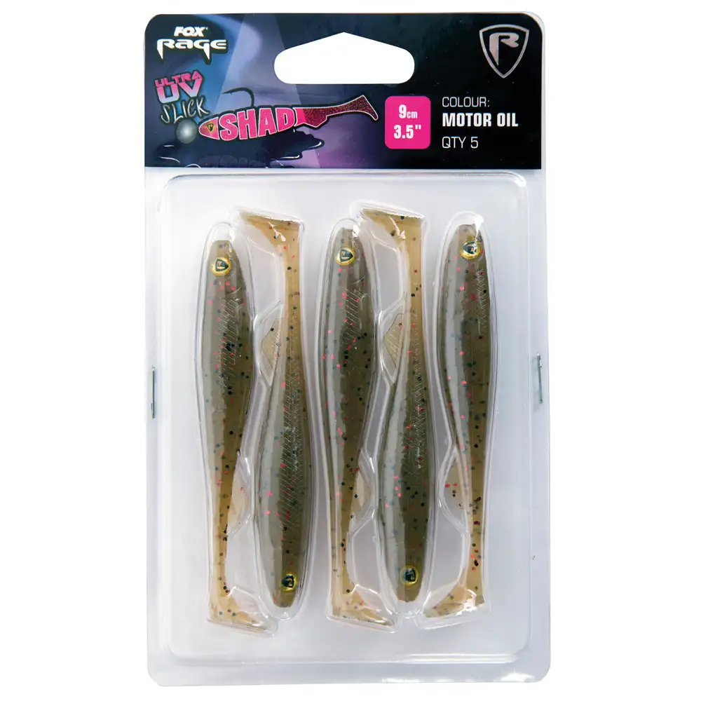 Fox Rage Slick Shad Ultra UV Lures 9cm Motor Oil