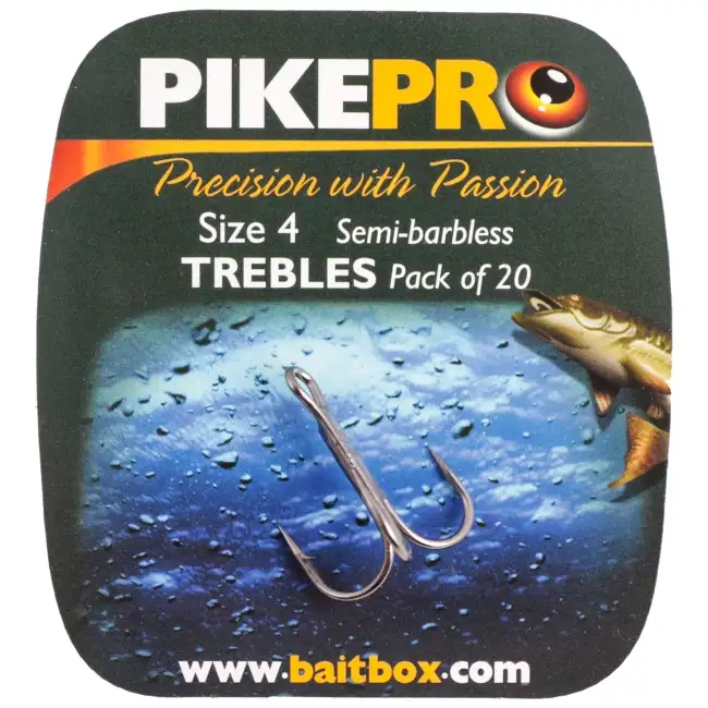 PikePro Semi-Barbed Treble Hooks