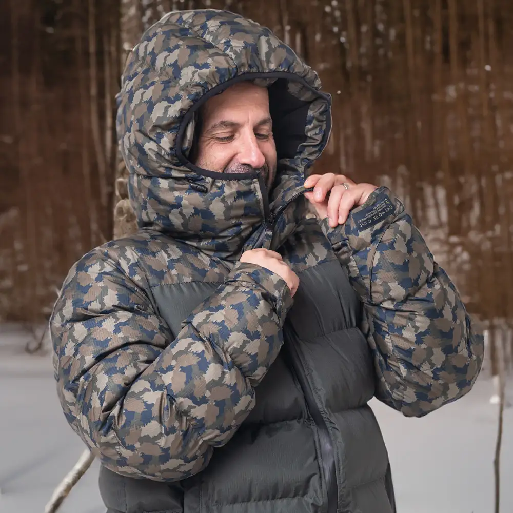 OMC Splashleaf Camo Puffer Jacket Bundle In Use 2