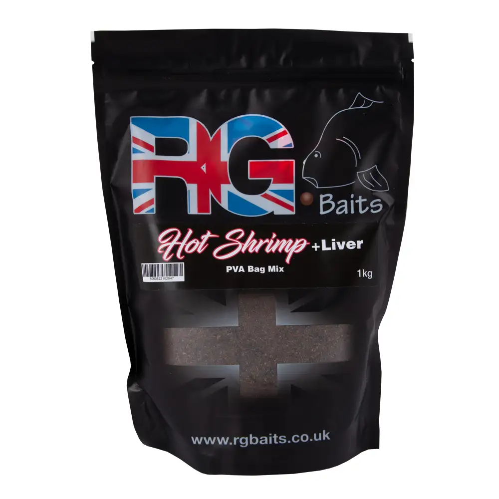 RG Baits Hot Shrimp & Liver PVA Fishing Bag Mix, Weight: 1kg