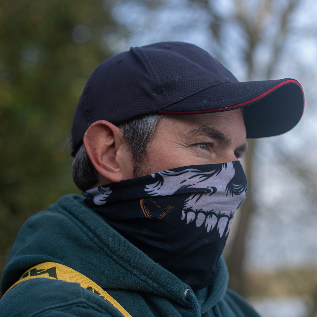 Savage Gear Skull Tec-Tube Fishing Neck Warmer In Use 2