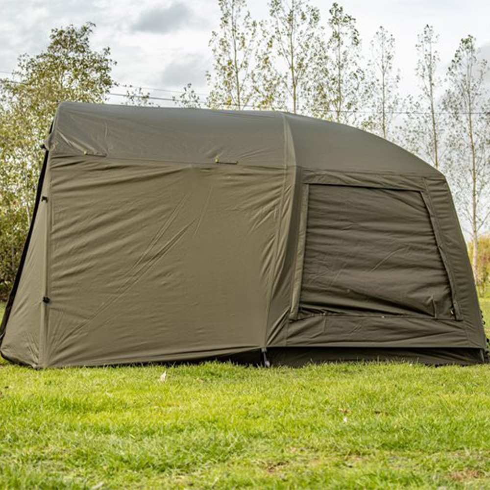 Solar Tackle Uni Spider Bivvy 0.5m Extended Green Overwrap In Use 2