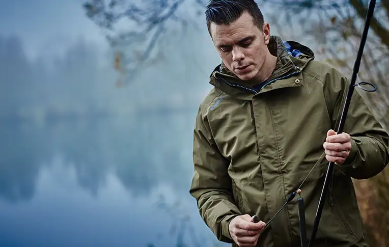 Trakker Summit XP Fishing Jacket In Use 1