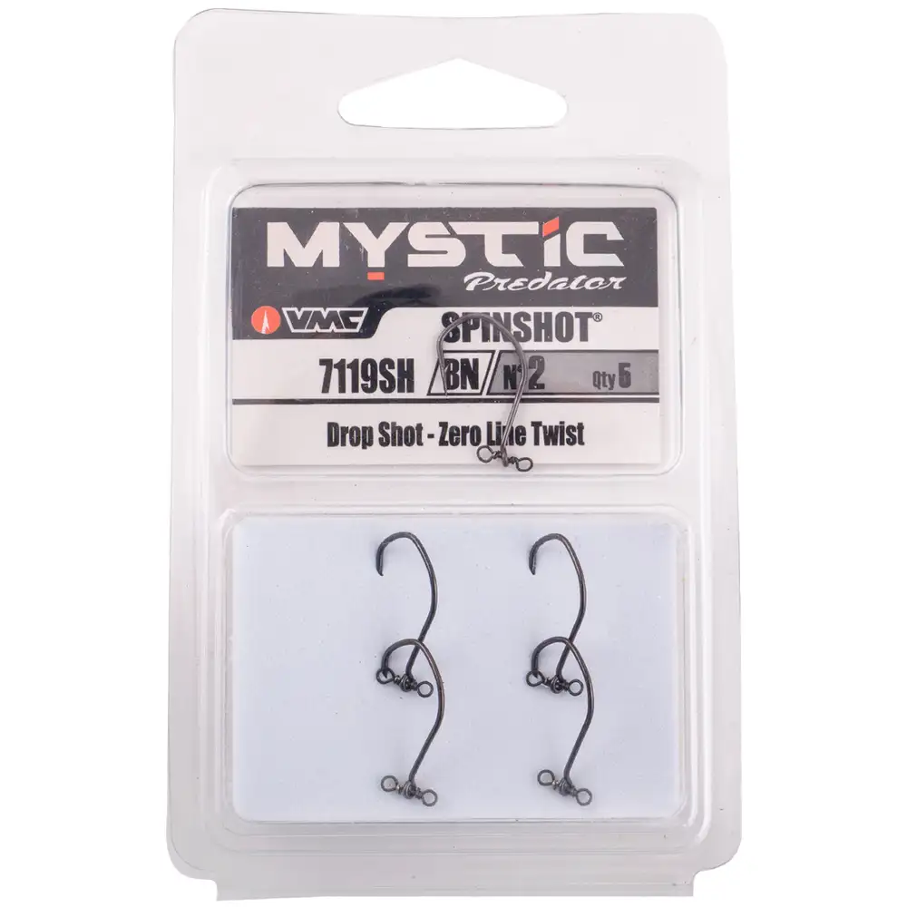 VMC 7119SH Black Nickel Spin Shot Single Hooks Packaged