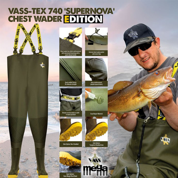 Vass 740E SuperNova Heavy Duty PVC Chest Wader with Knee-reinforcement Leaflet